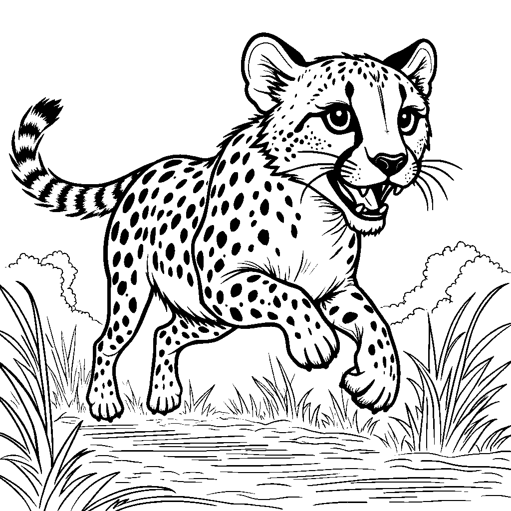 A speedy cheetah running across the savannah