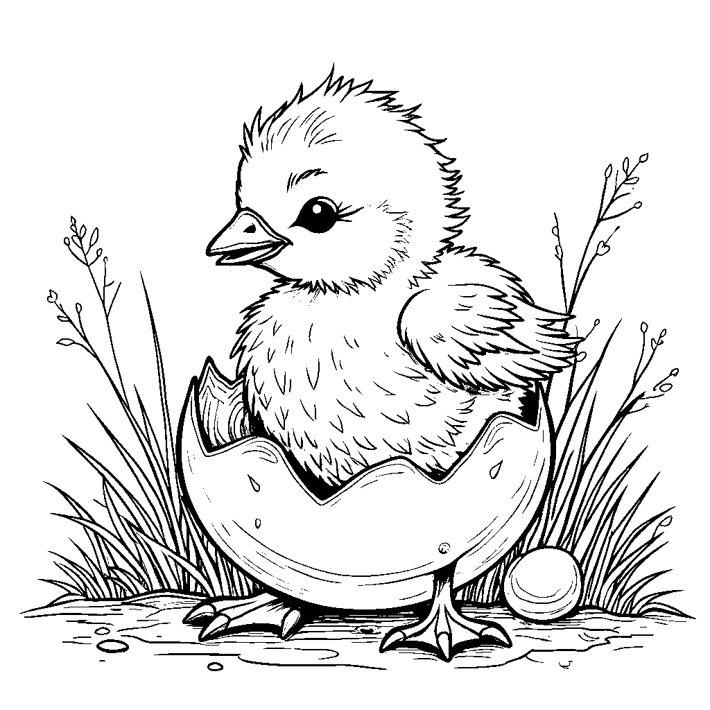 Baby chick hatching from an egg