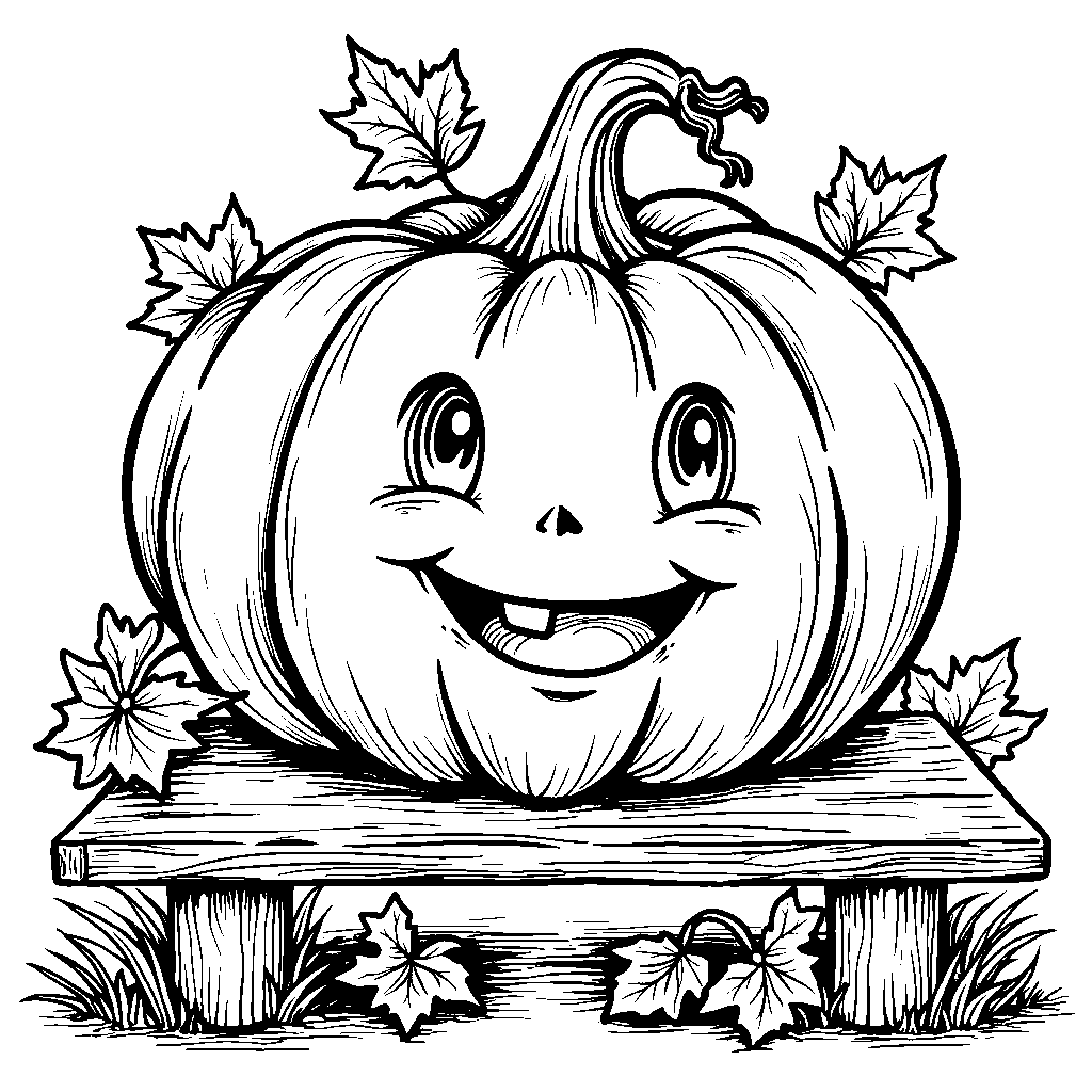 Big orange pumpkin with a smiling face