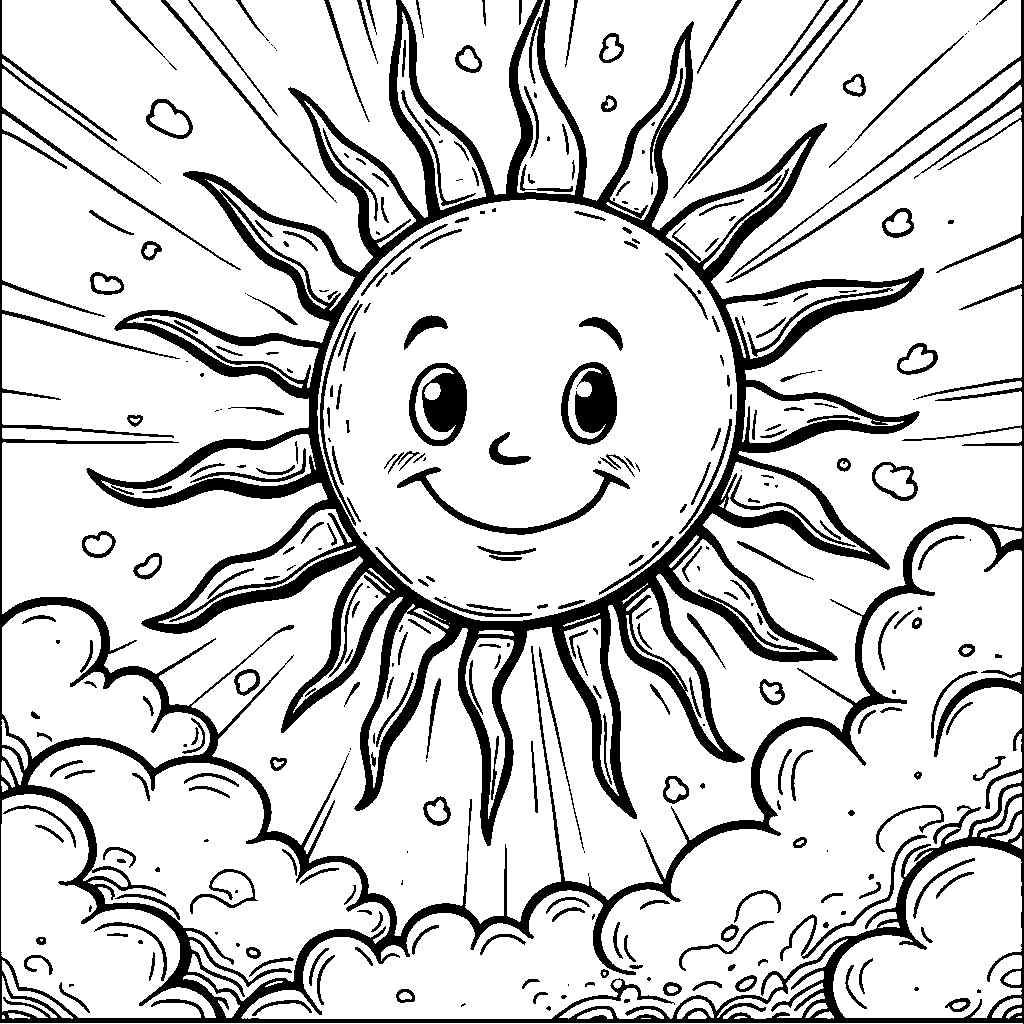 Big yellow sun with smiling face