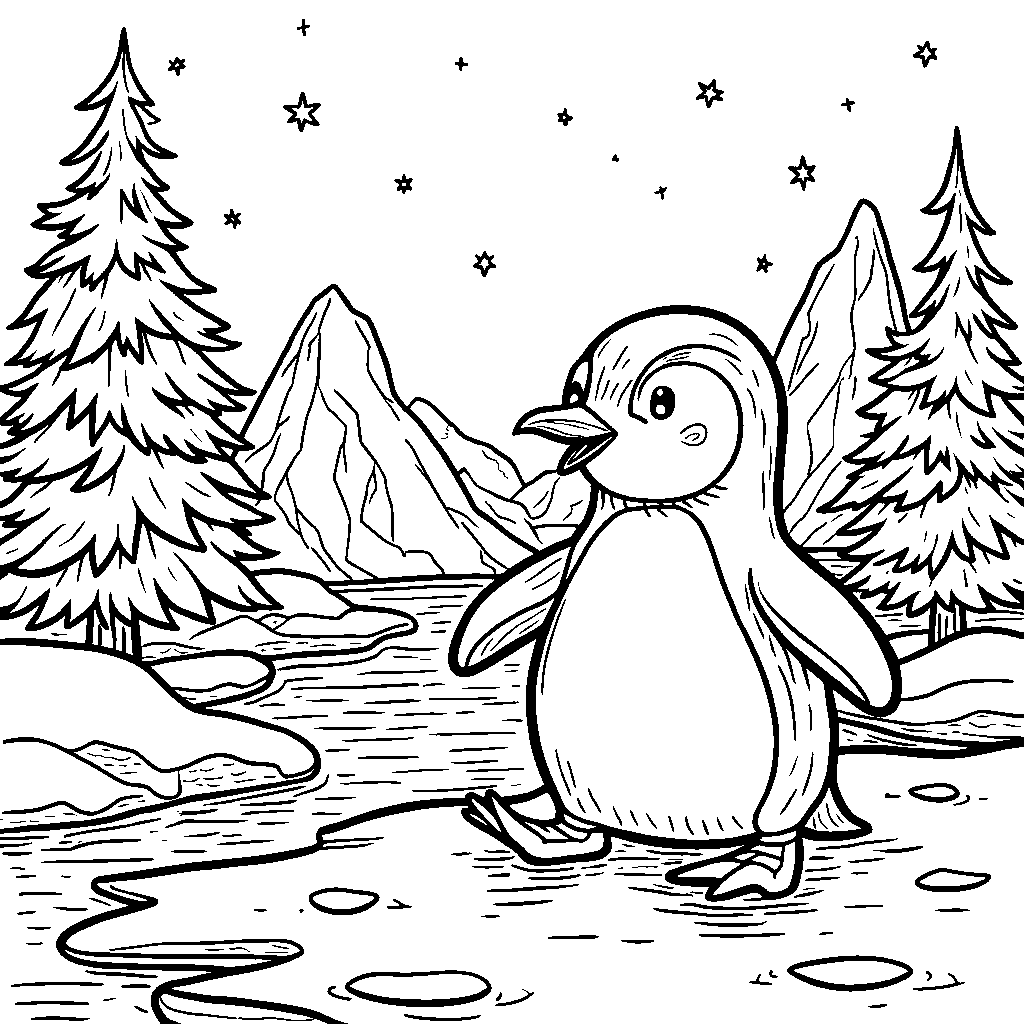 Cuddly penguin waddling on ice