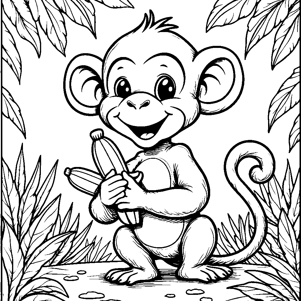 Cute monkey holding a banana