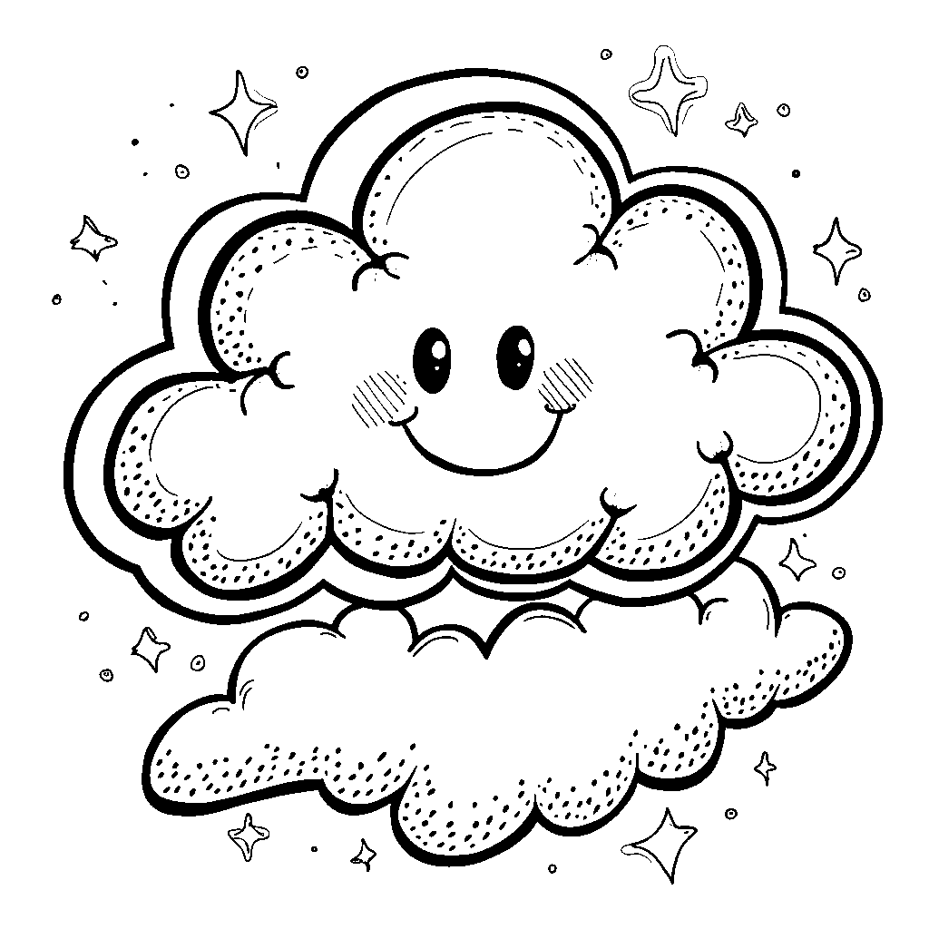 Fluffy cloud with a smiling face