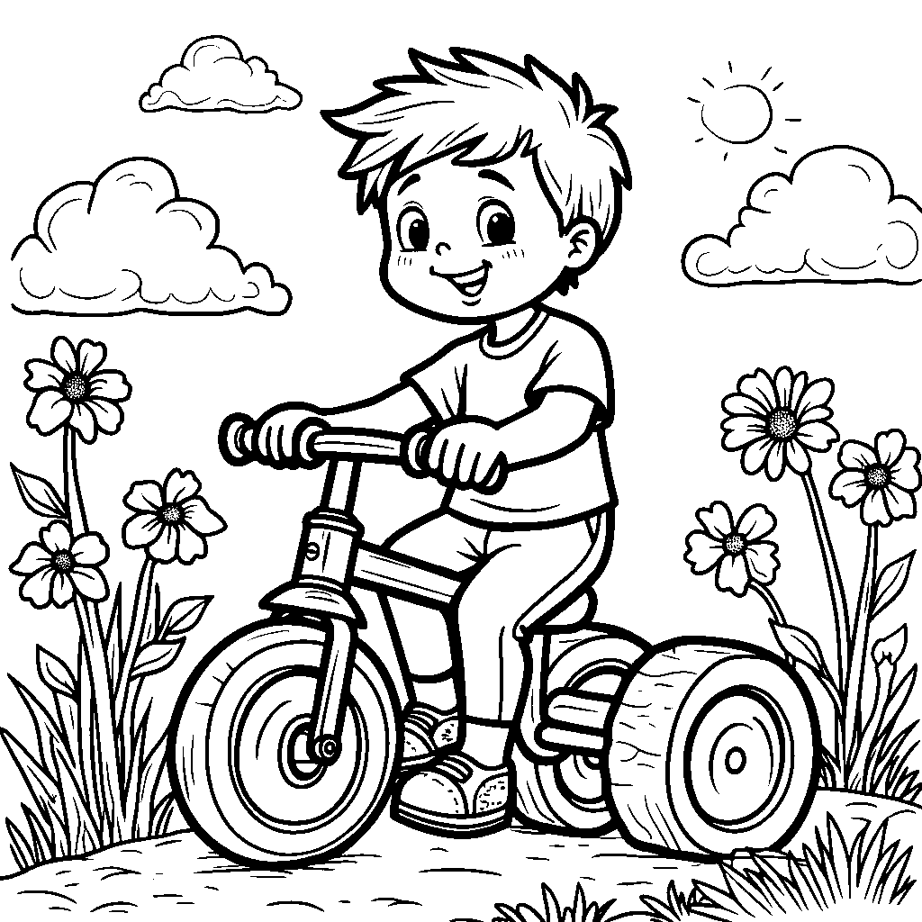 Little boy riding a tricycle