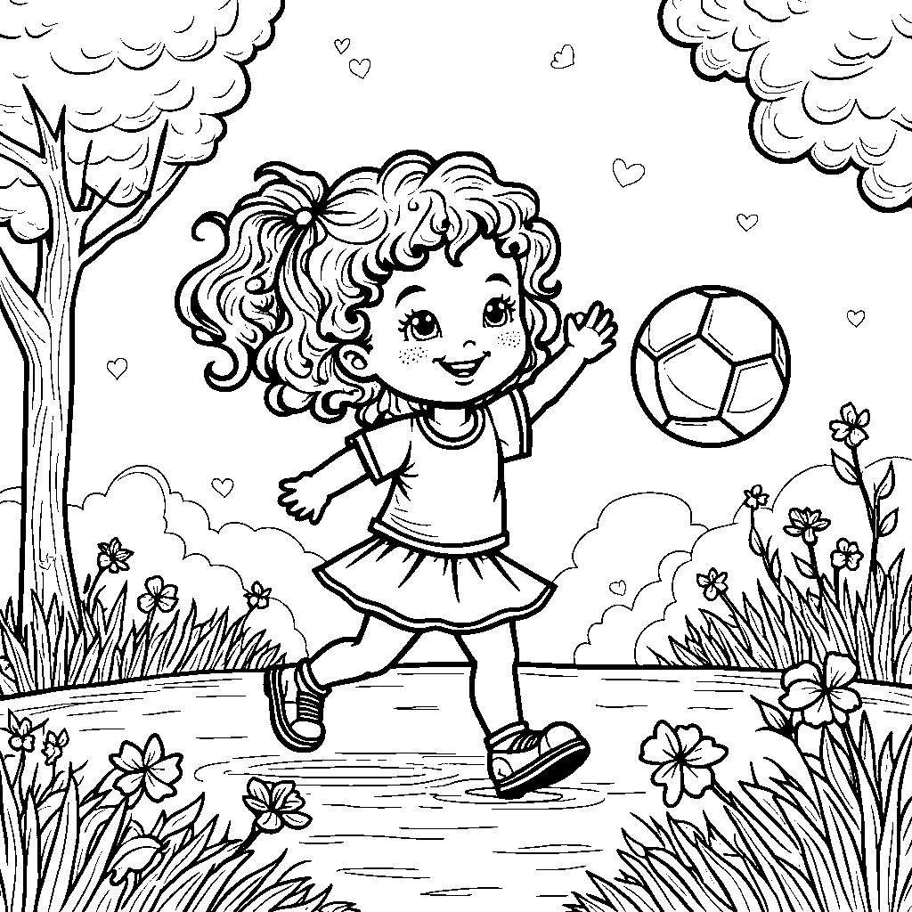 Little girl playing with a ball