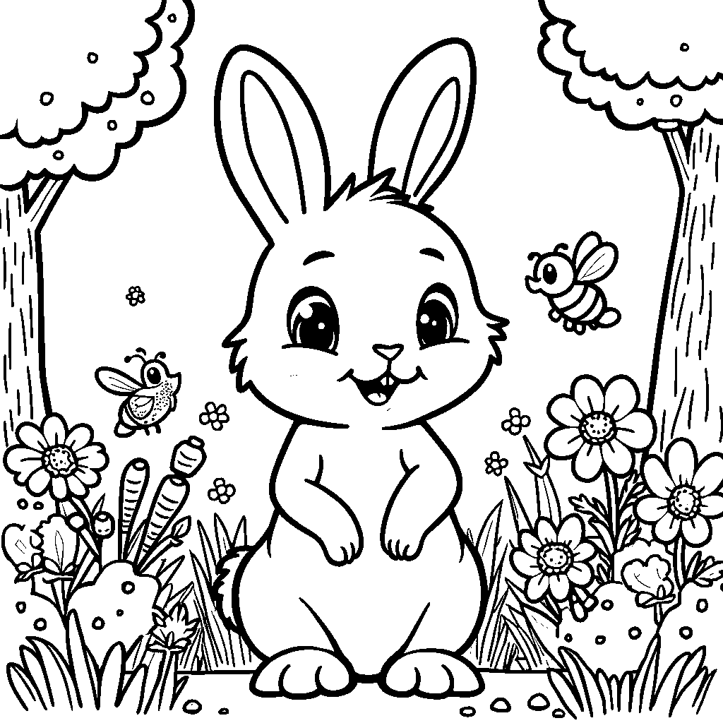 Little rabbit in a garden