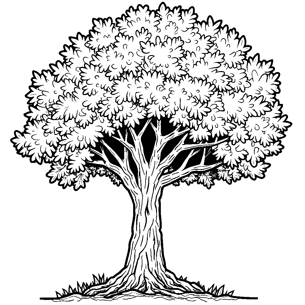 Simple tree with big green leaves