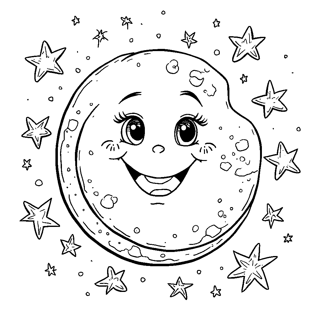 Smiling moon shining bright