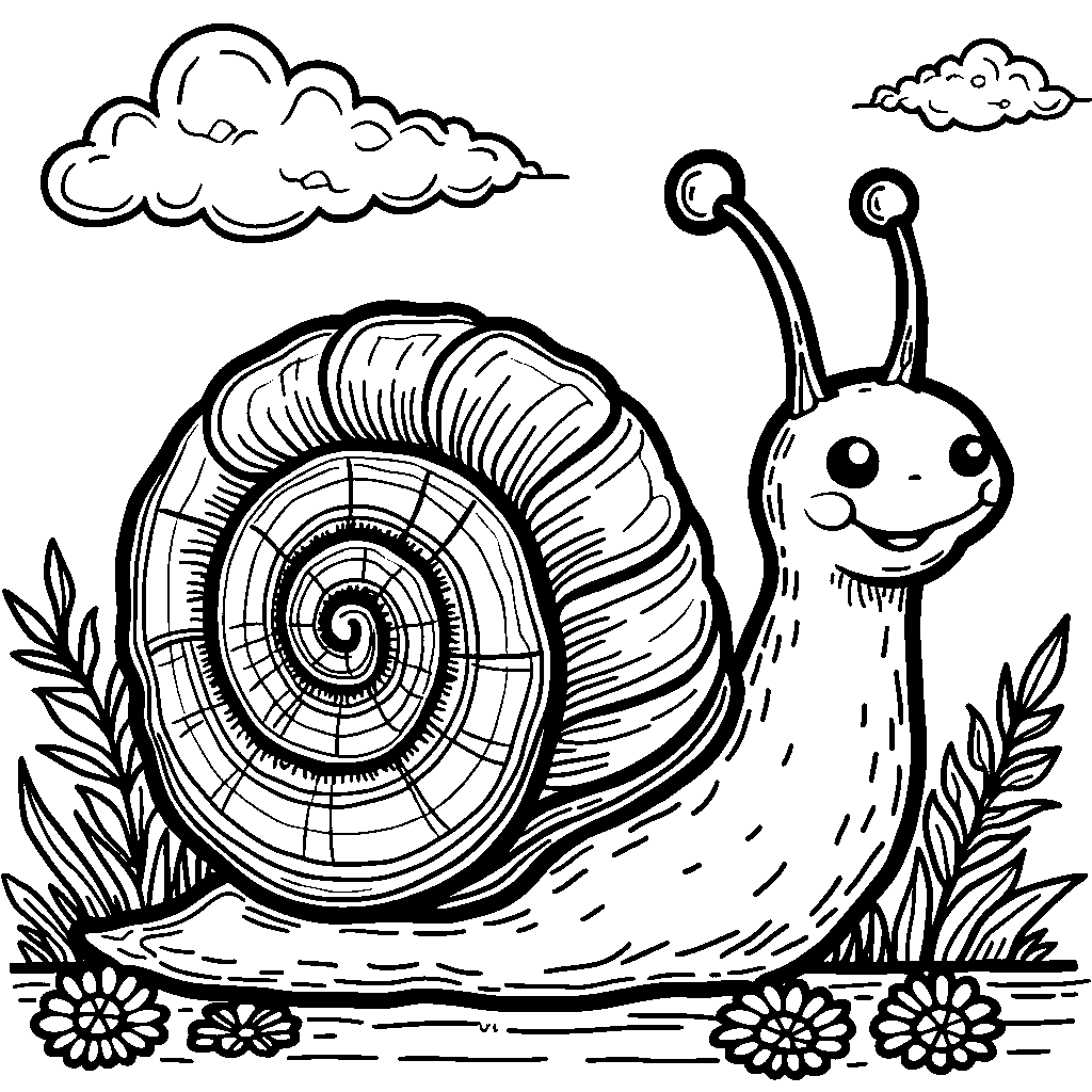 Smiling snail with a colorful shell