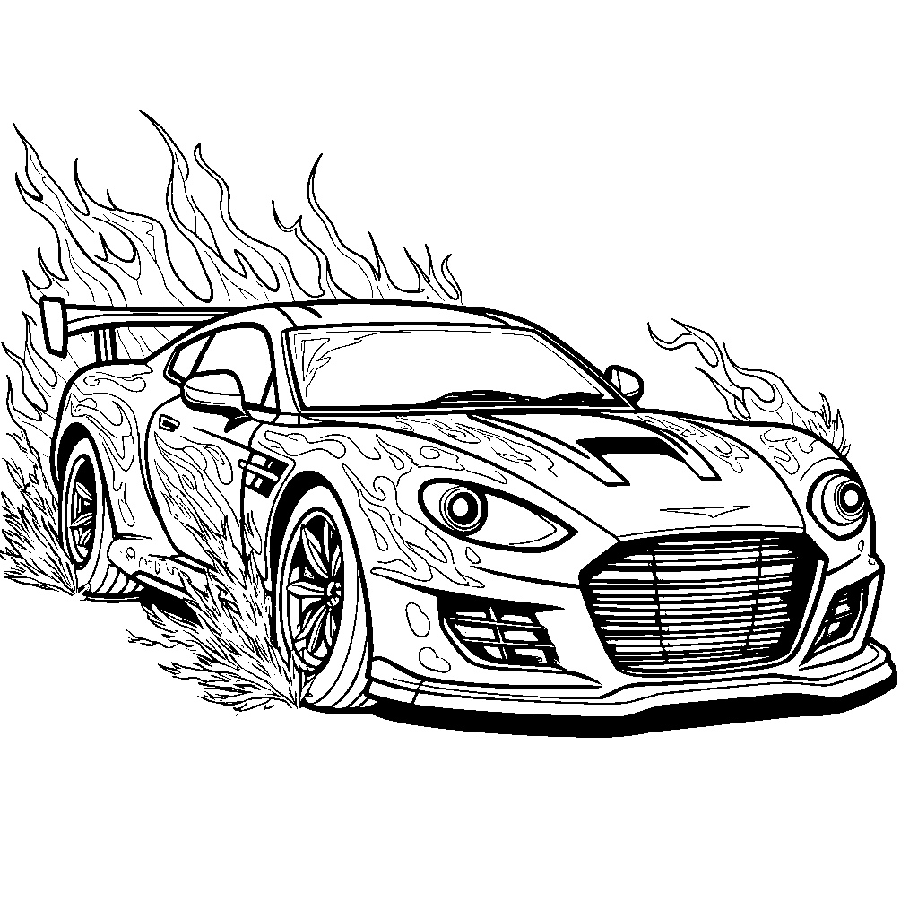 3D Car with Flame Designs