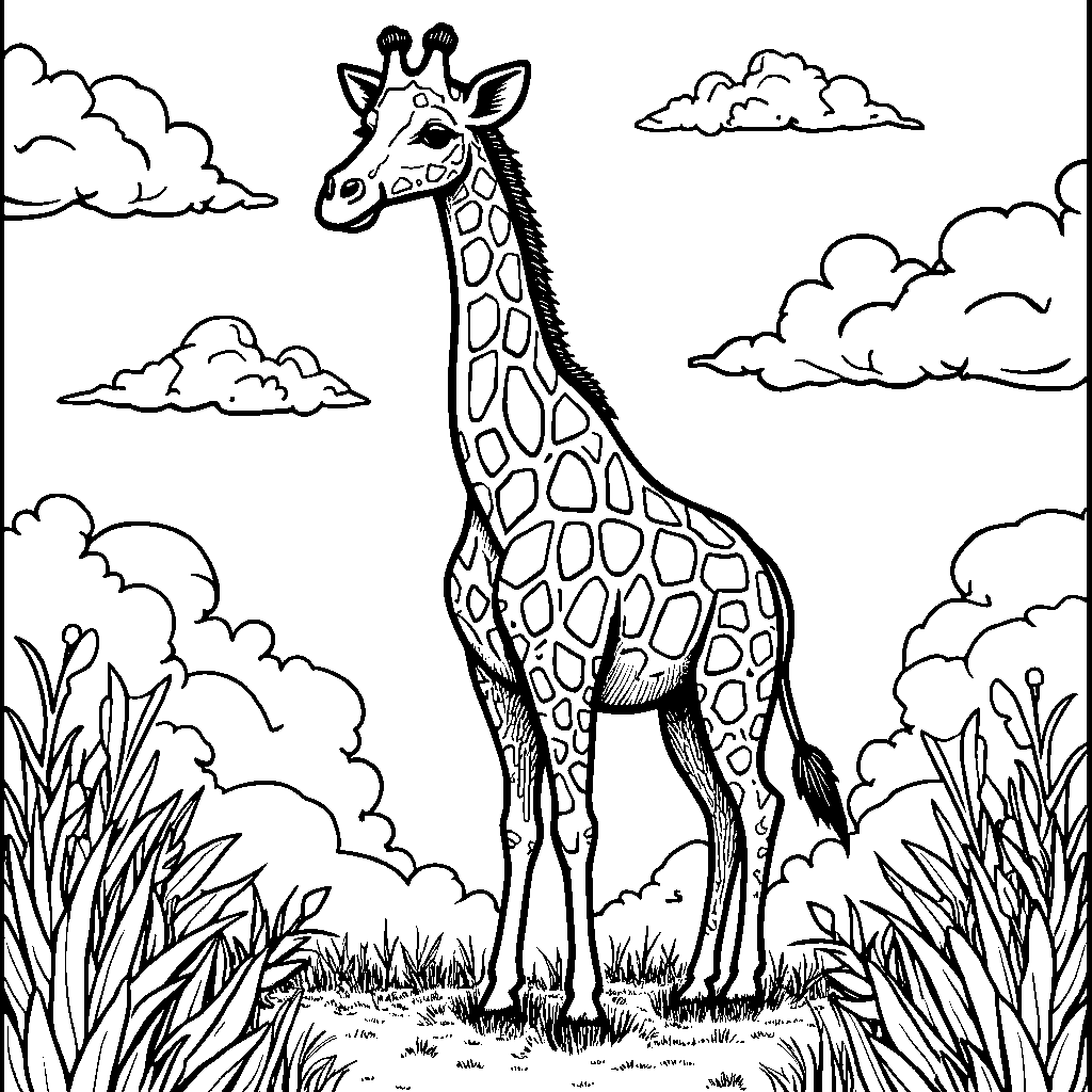 3D Giraffe with a Long Neck