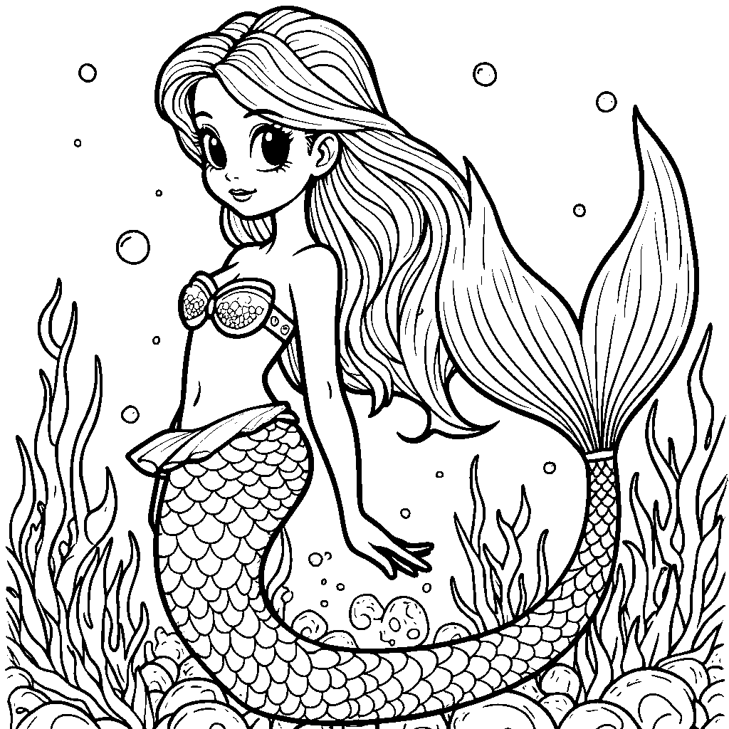 3D Mermaid with a Shimmering Tail