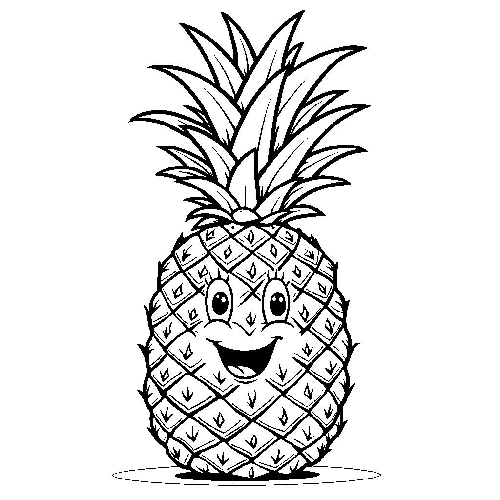 3D Pineapple with a Smiling Face