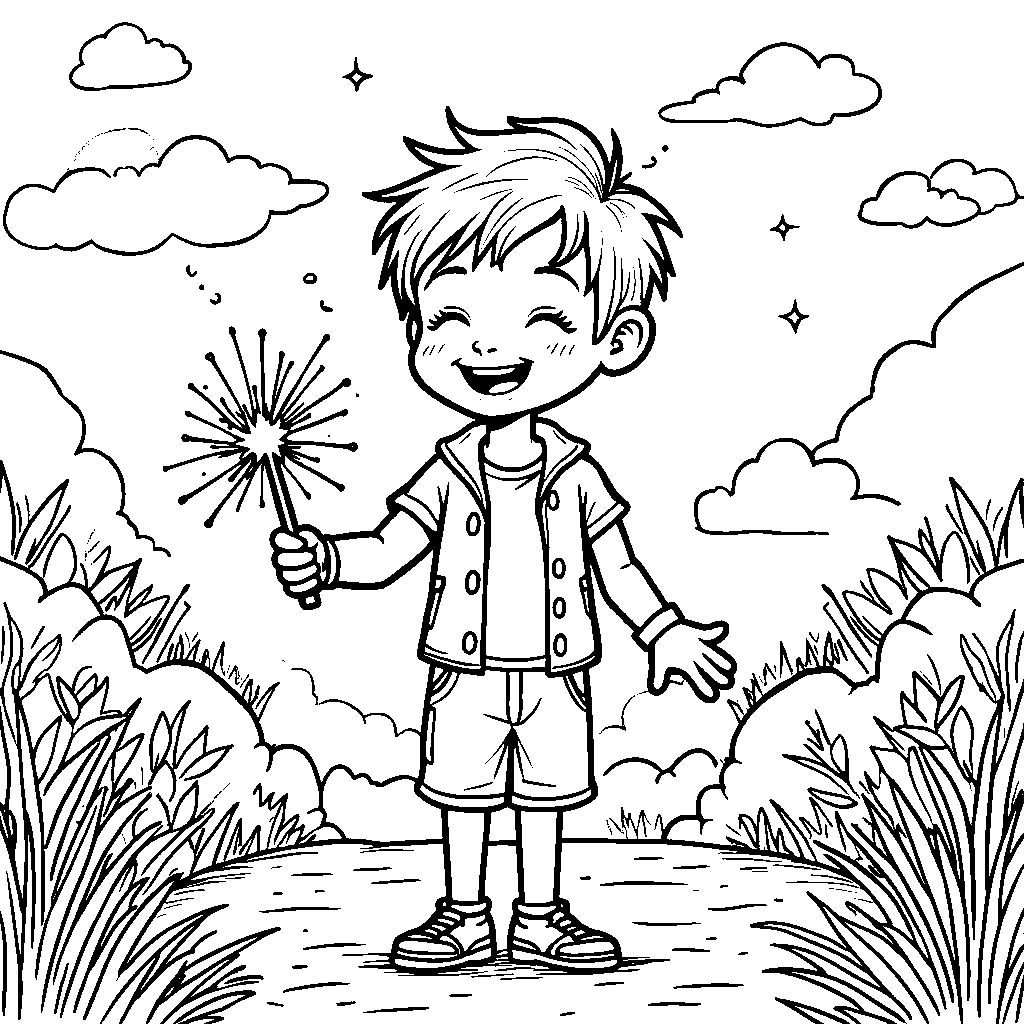 A child making a wish on a sparkler