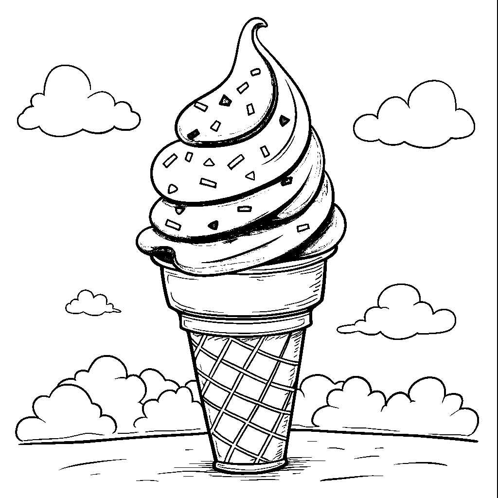 A red, white, and blue ice cream cone