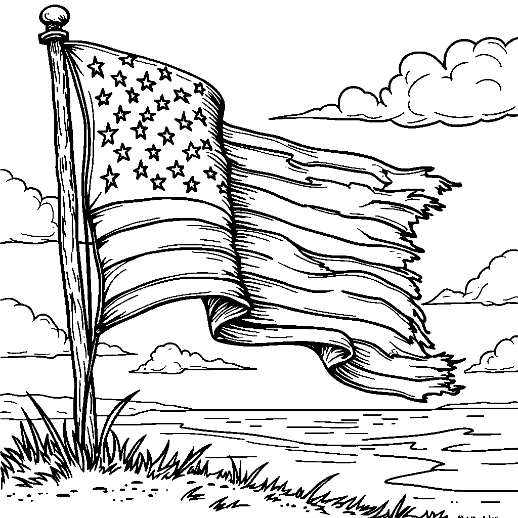 American flag waving in the wind