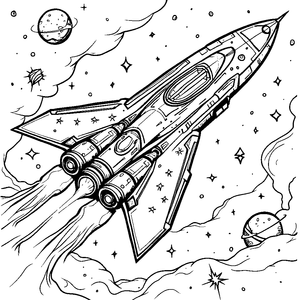 A futuristic spaceship exploring the galaxy