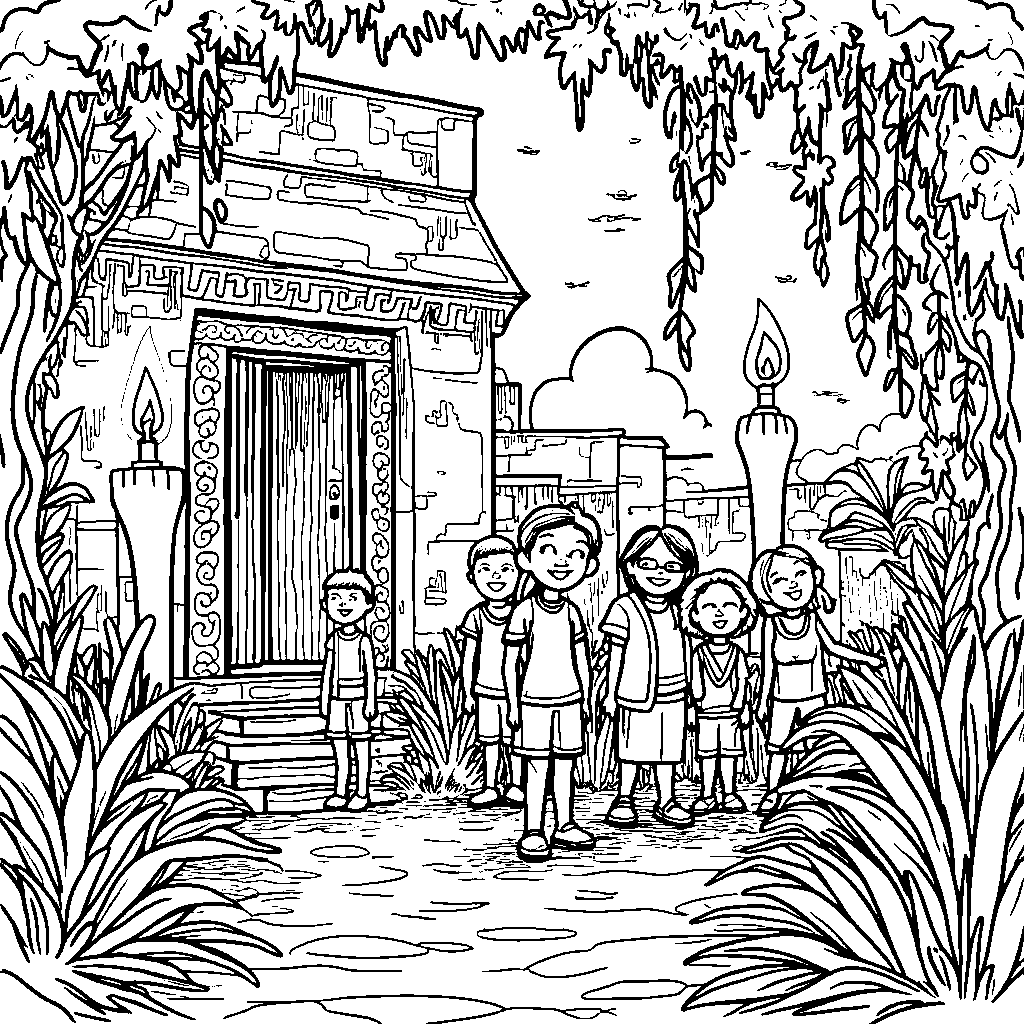 A group of kids exploring a mysterious ancient temple