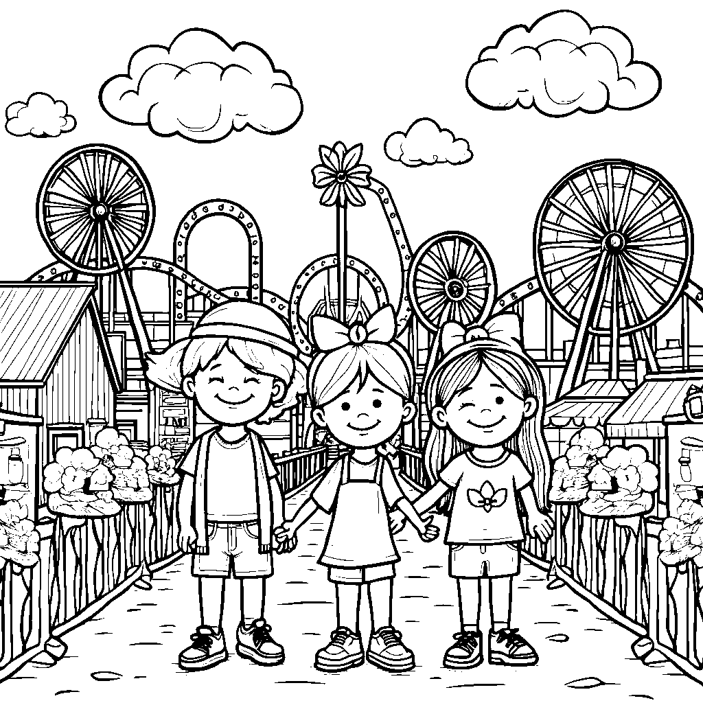 A group of kids having a blast at an amusement park