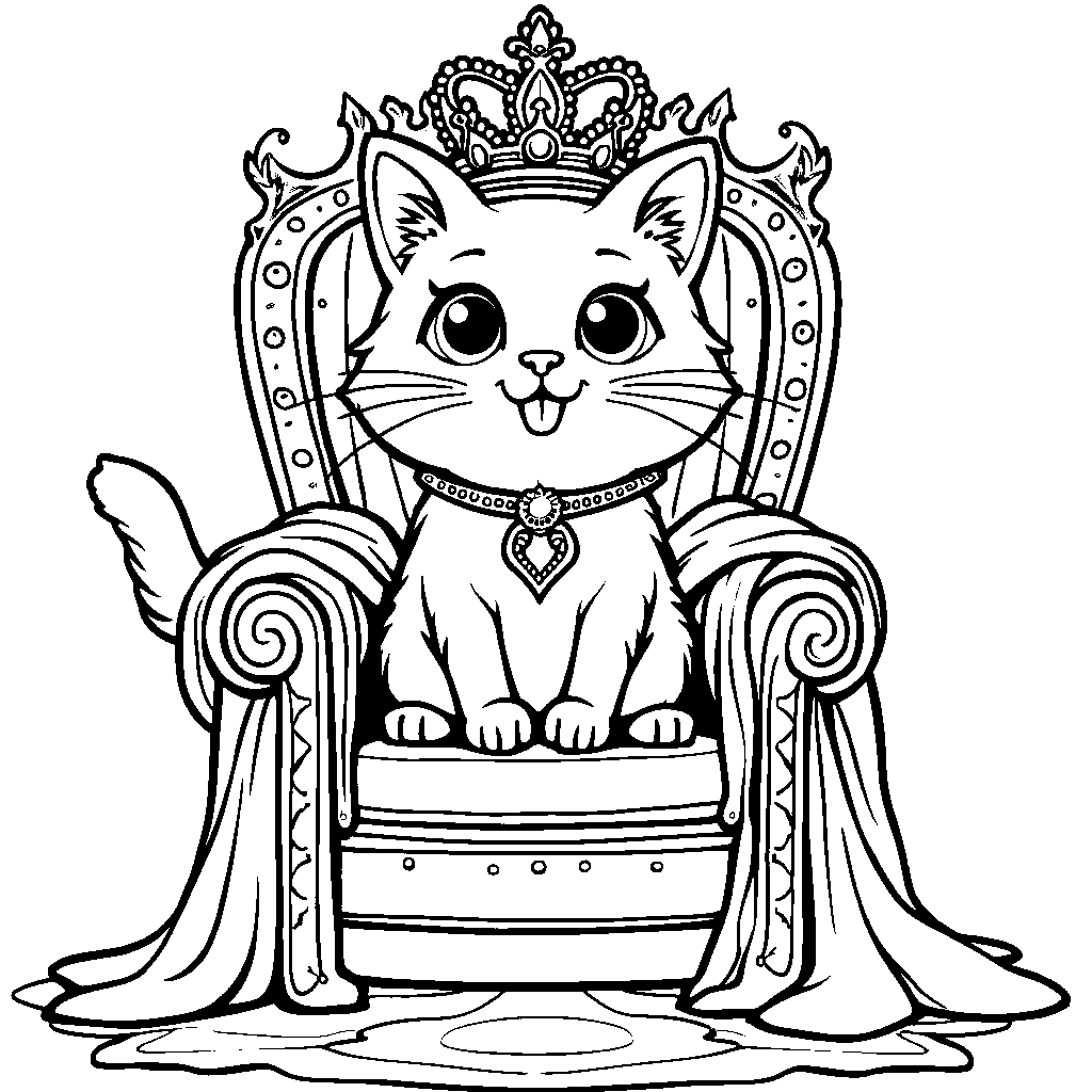 Cute cartoon cat wearing a crown