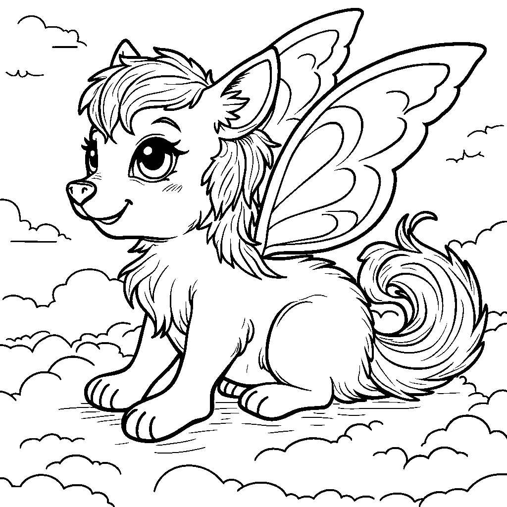 Fantasy animal with wings and a heart-shaped tail