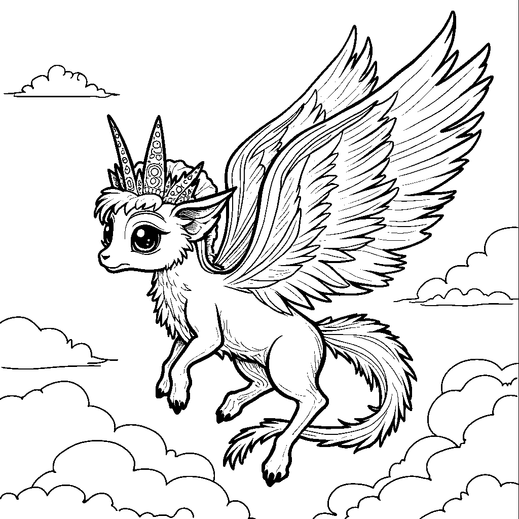 Fantasy creature with wings and a crown