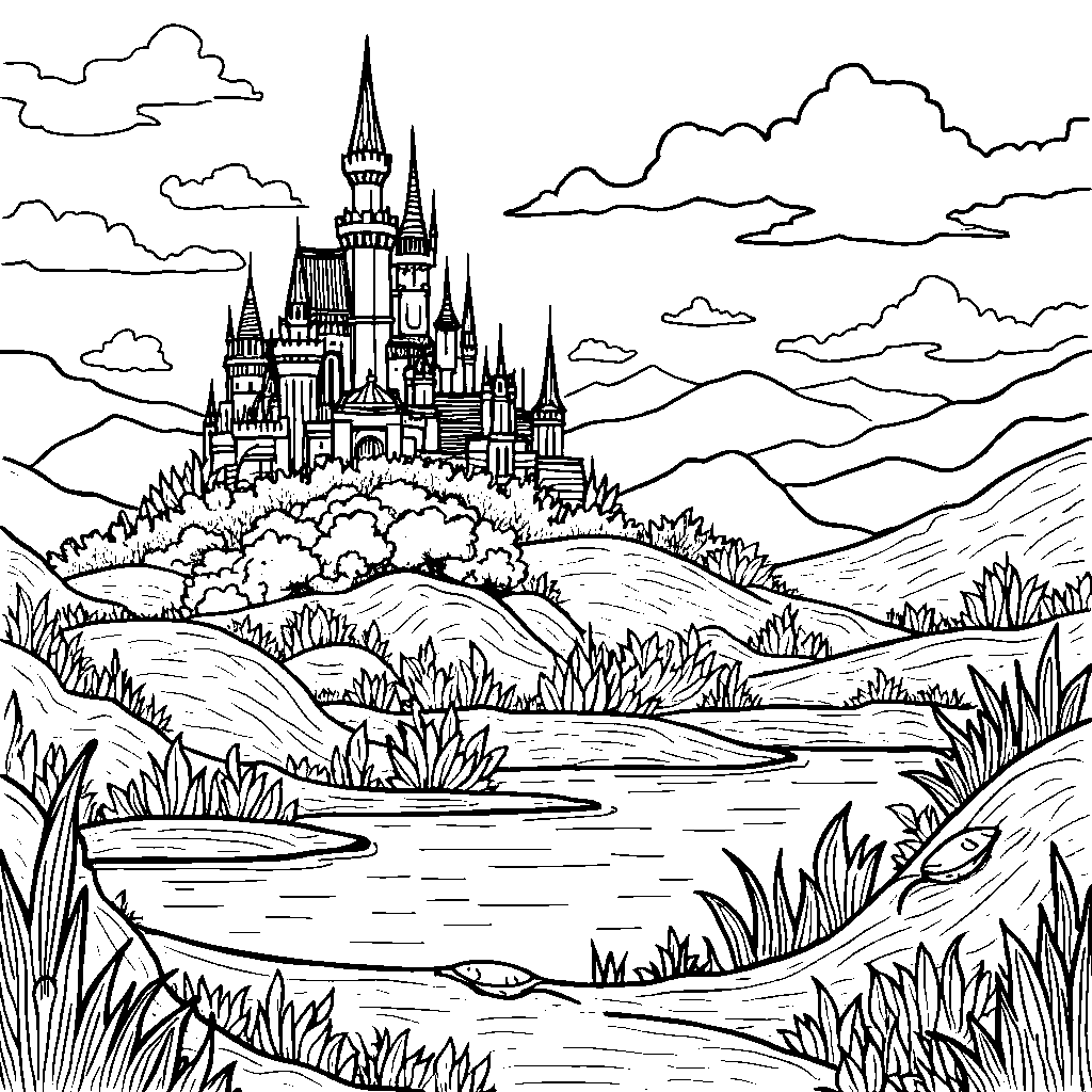 Fantasy world with rolling hills and castles