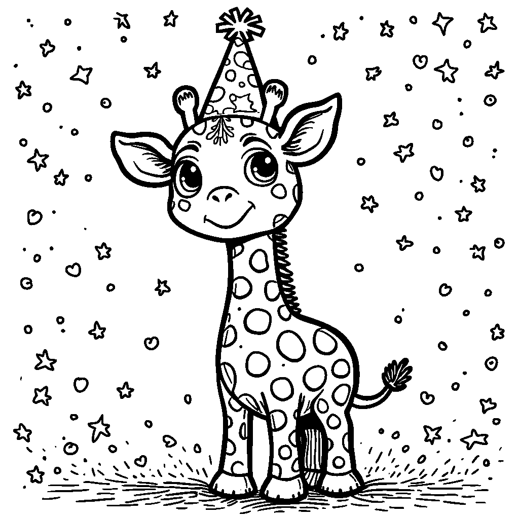 Giraffe with polka dots and a party hat