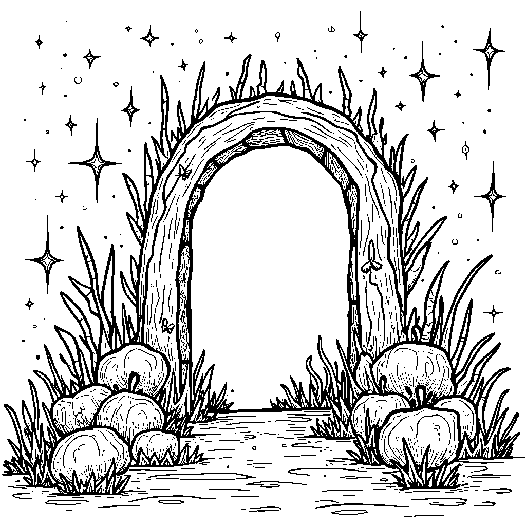 Magical portal with sparkles and stars