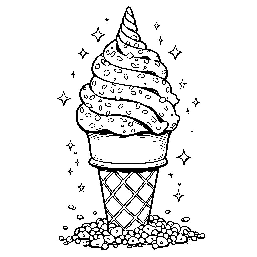 Unicorn-inspired ice cream cone with sprinkles