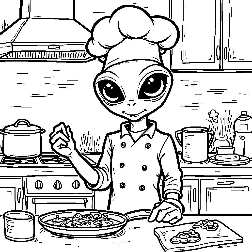 Alien Among Us Wearing a Disguise as a Chef