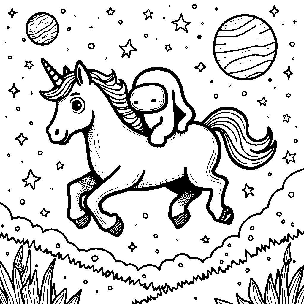 Among Us Character Riding a Unicorn