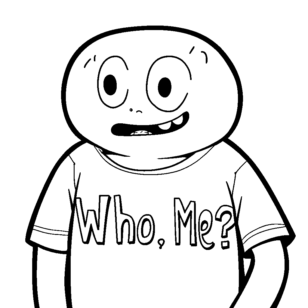 Among Us Character Wearing a 'Who, Me?' T-Shirt