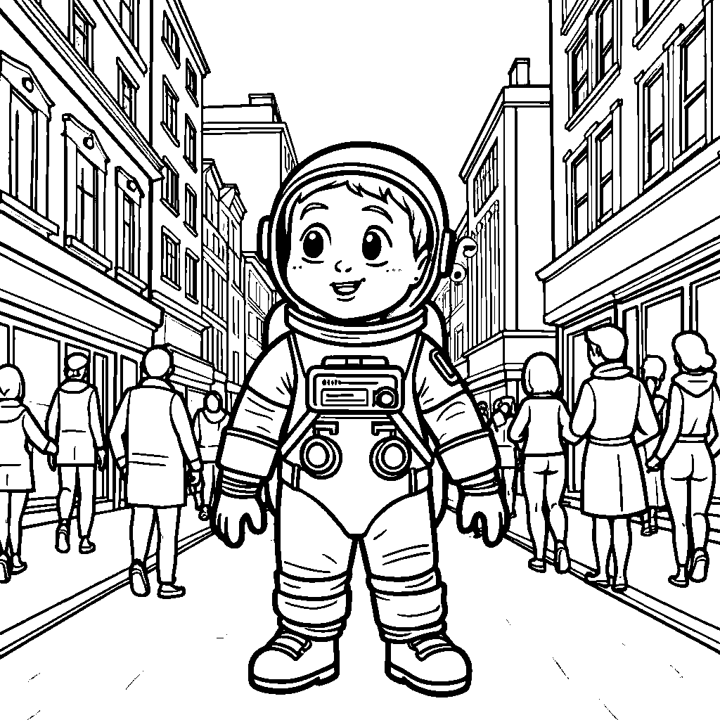 Astronaut Among Us with a Colorful Spacesuit