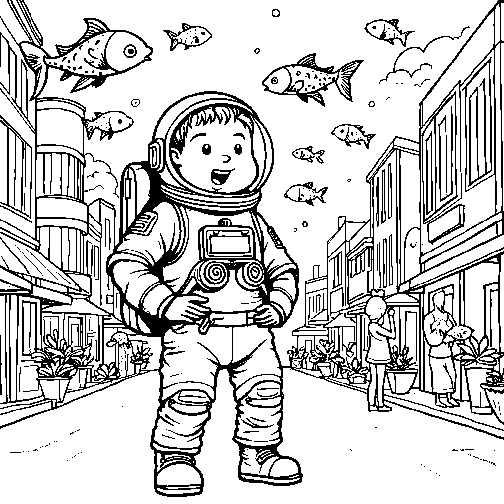 Astronaut Among Us with a Fishbowl Space Helmet