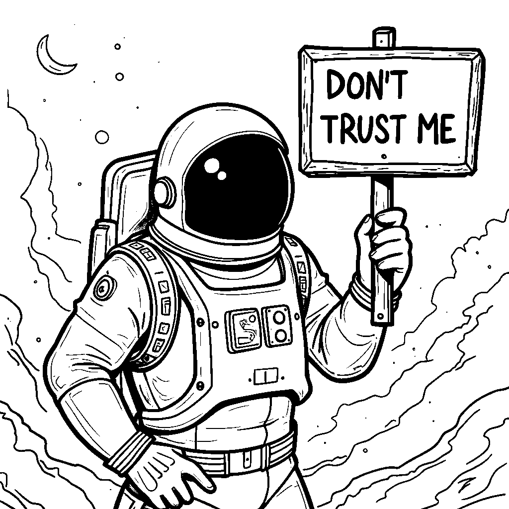 Crewmate with a 'Don't Trust Me' Warning Sign