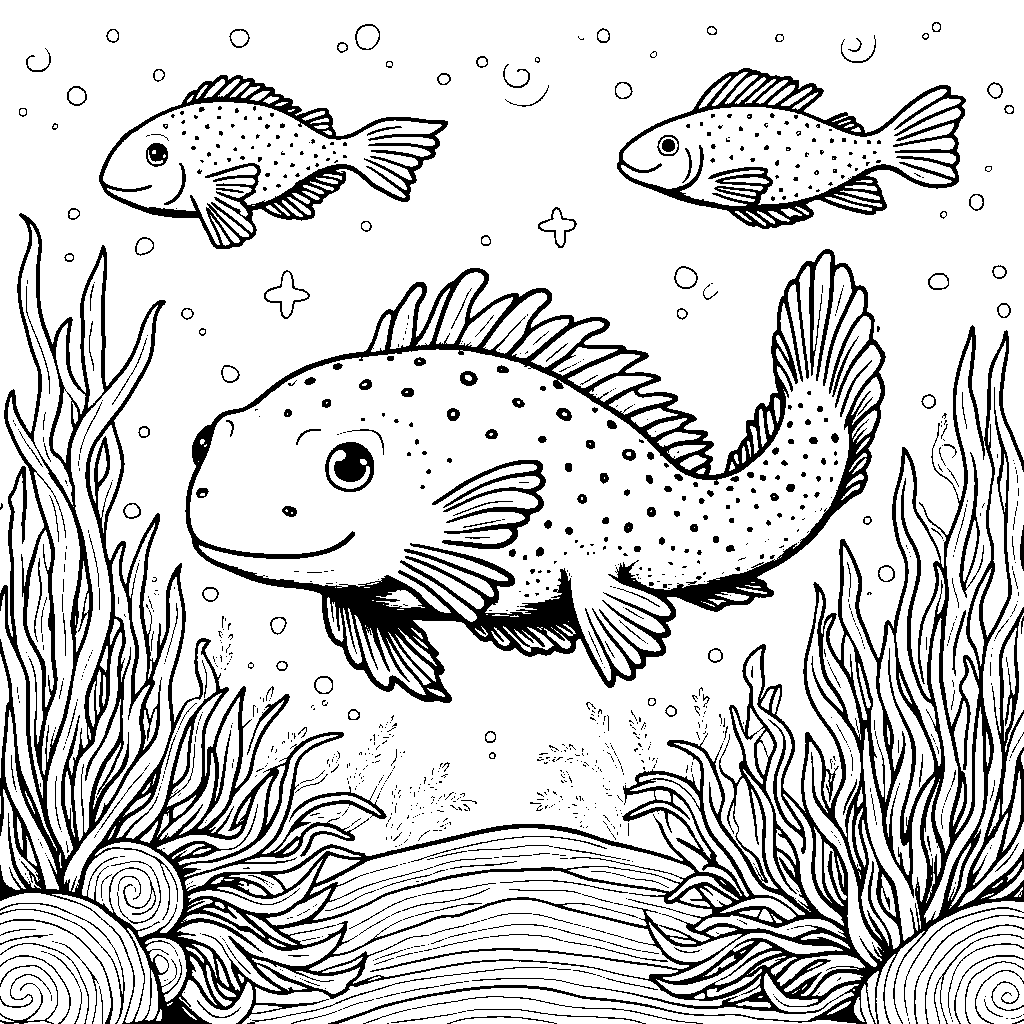 An axolotl surrounded by a school of sparkling fish