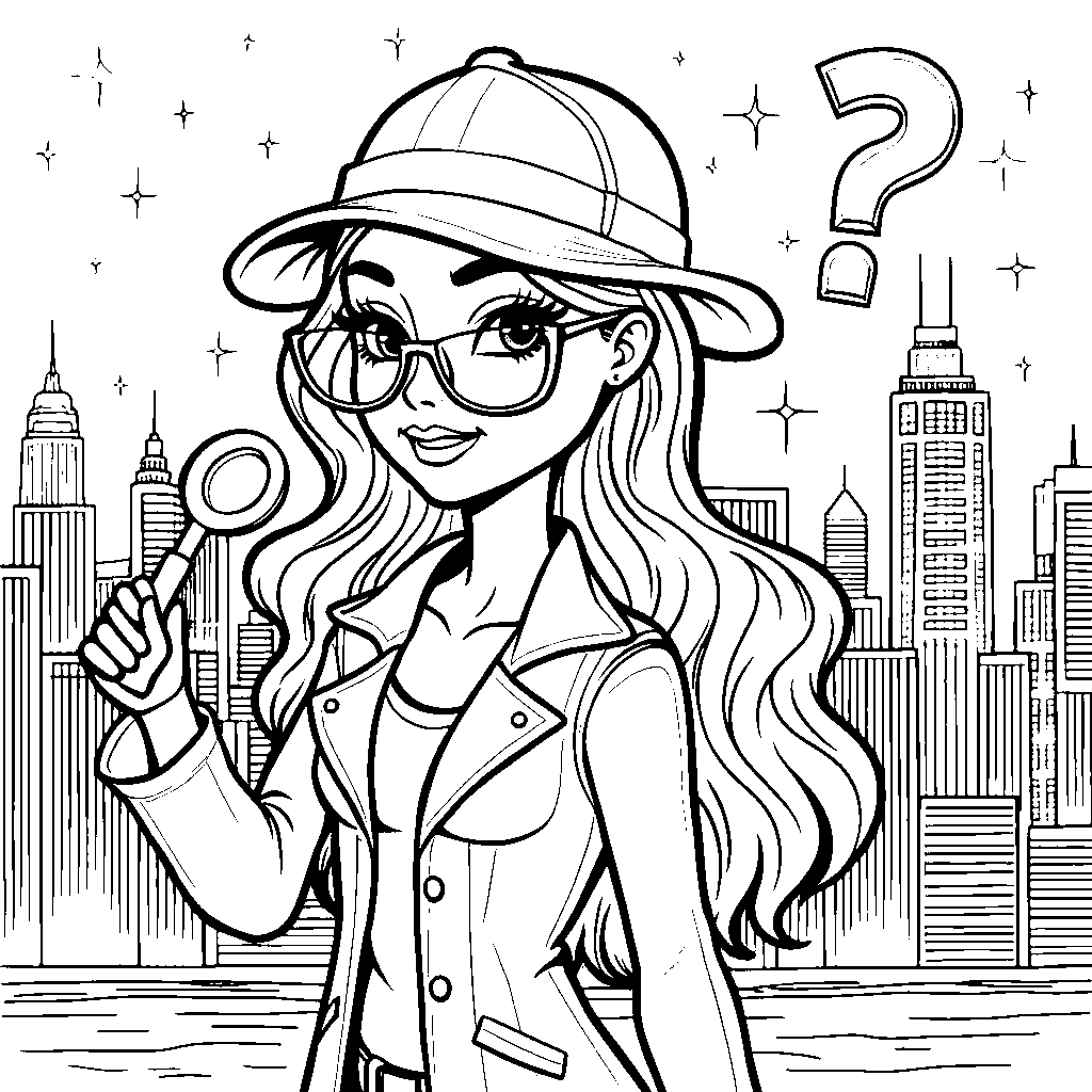 Barbie as a detective solving a mystery