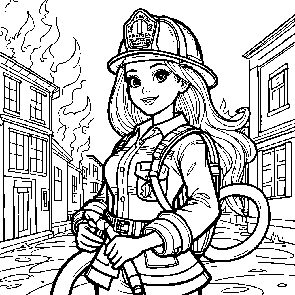 Barbie as a firefighter saving the day