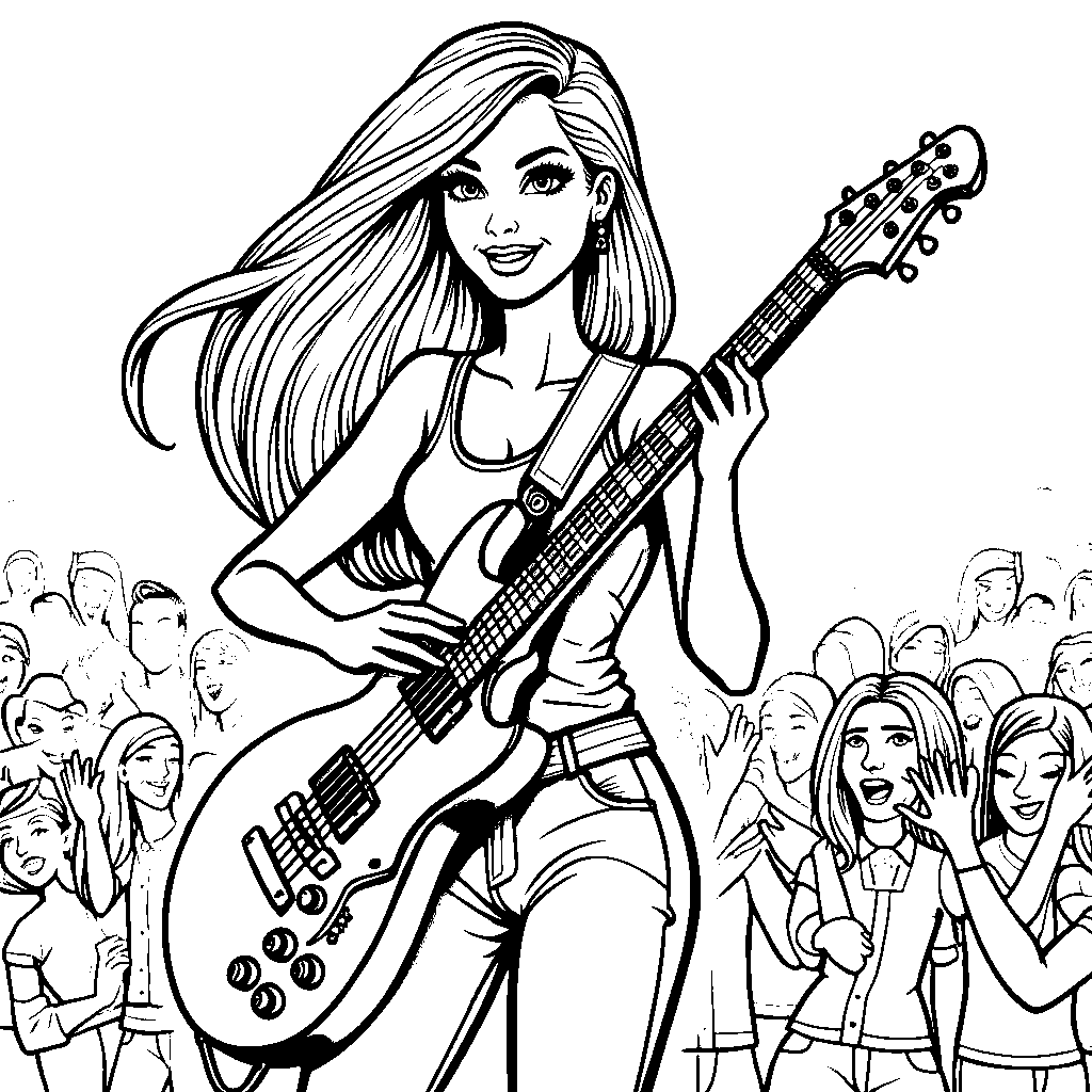 Barbie as a rockstar playing a guitar