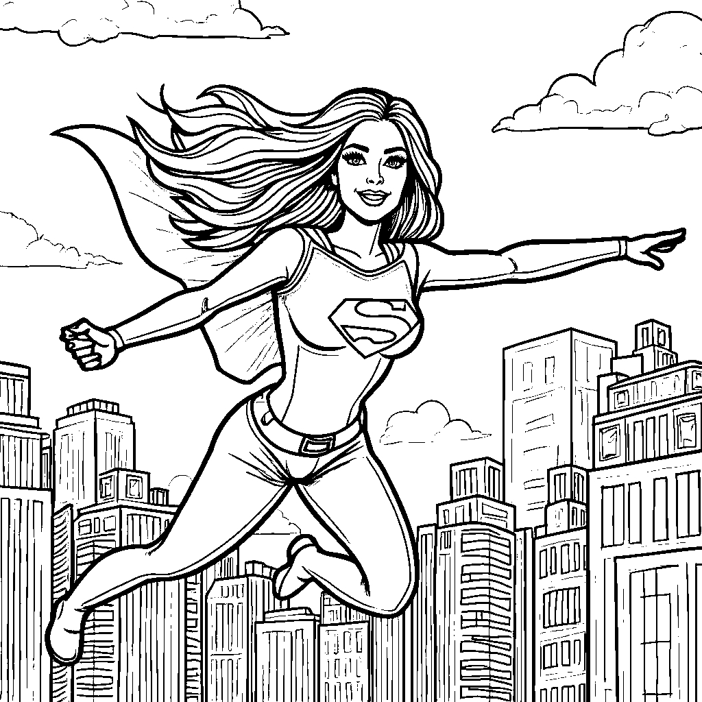 Barbie as a superhero saving the city