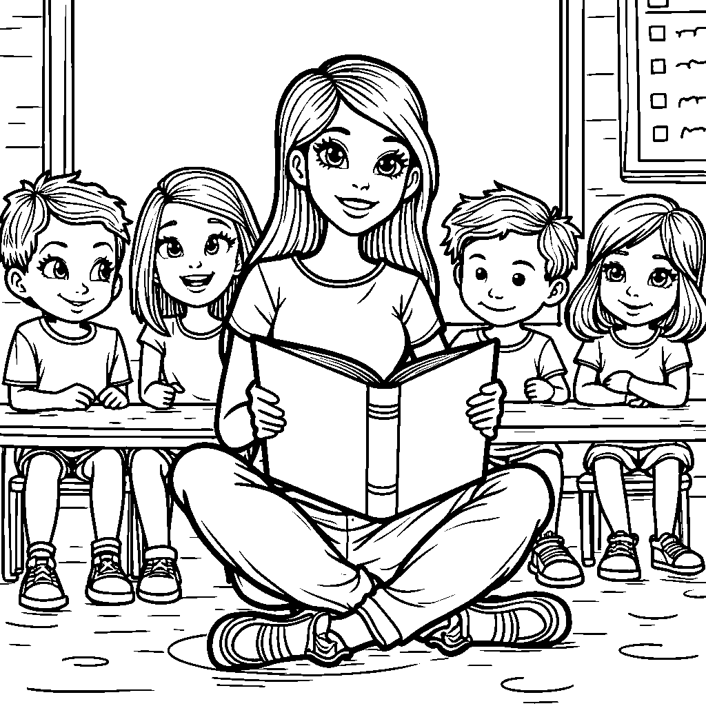 Barbie as a teacher reading to her students