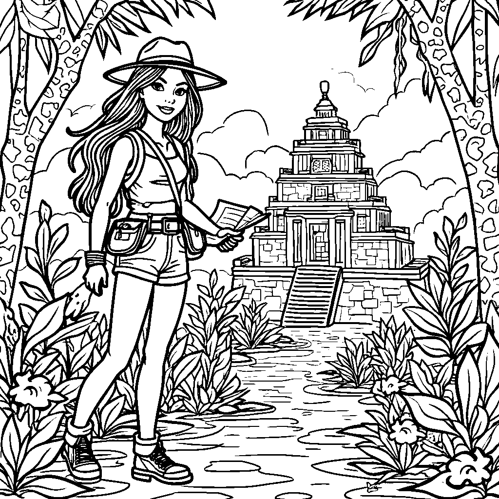 Barbie on a treasure hunt in the jungle