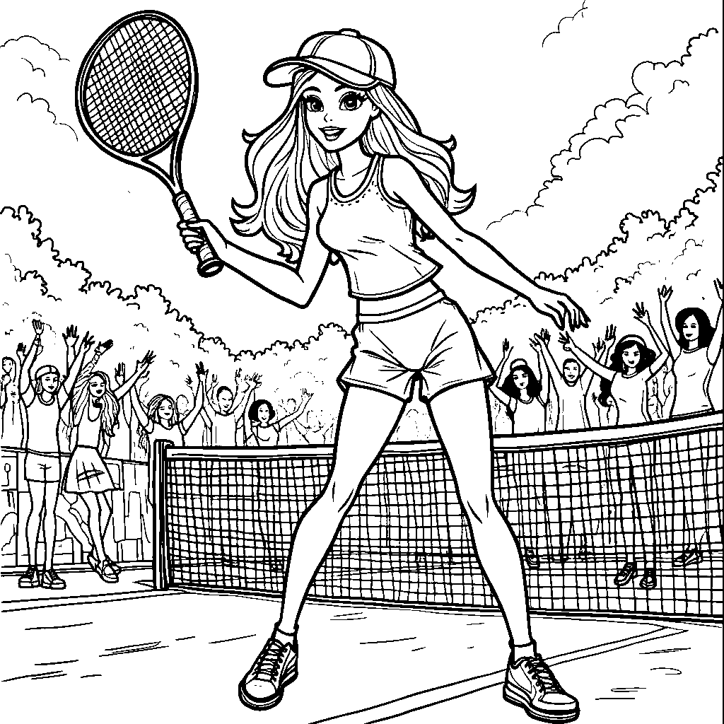 Barbie playing tennis with her friends