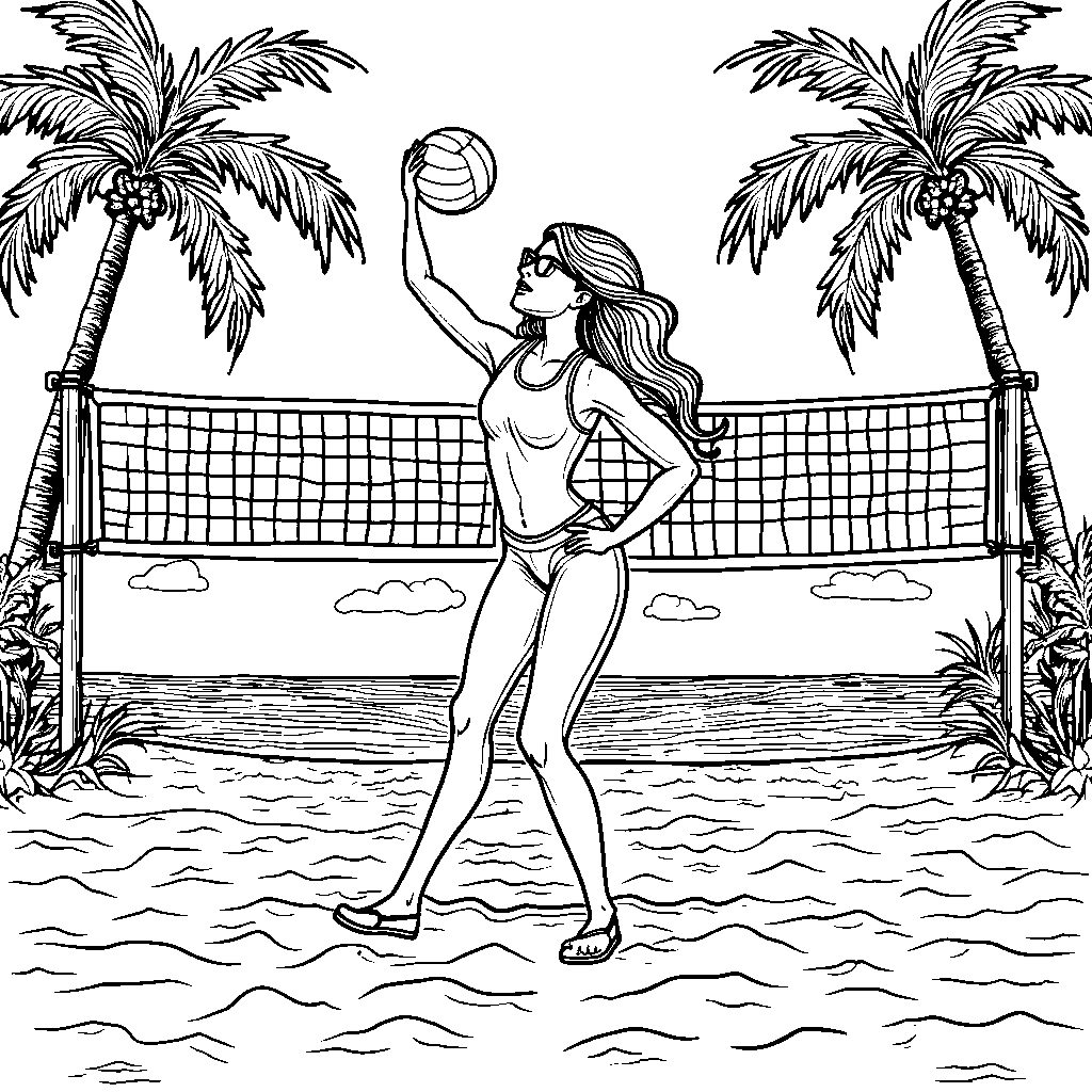 Barbie playing volleyball on the beach