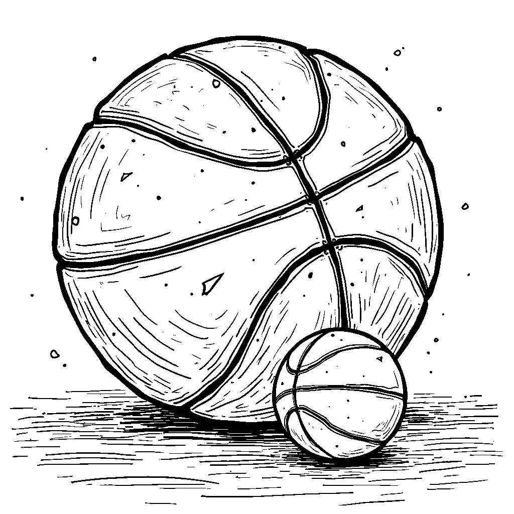 A giant basketball crushing a smaller one