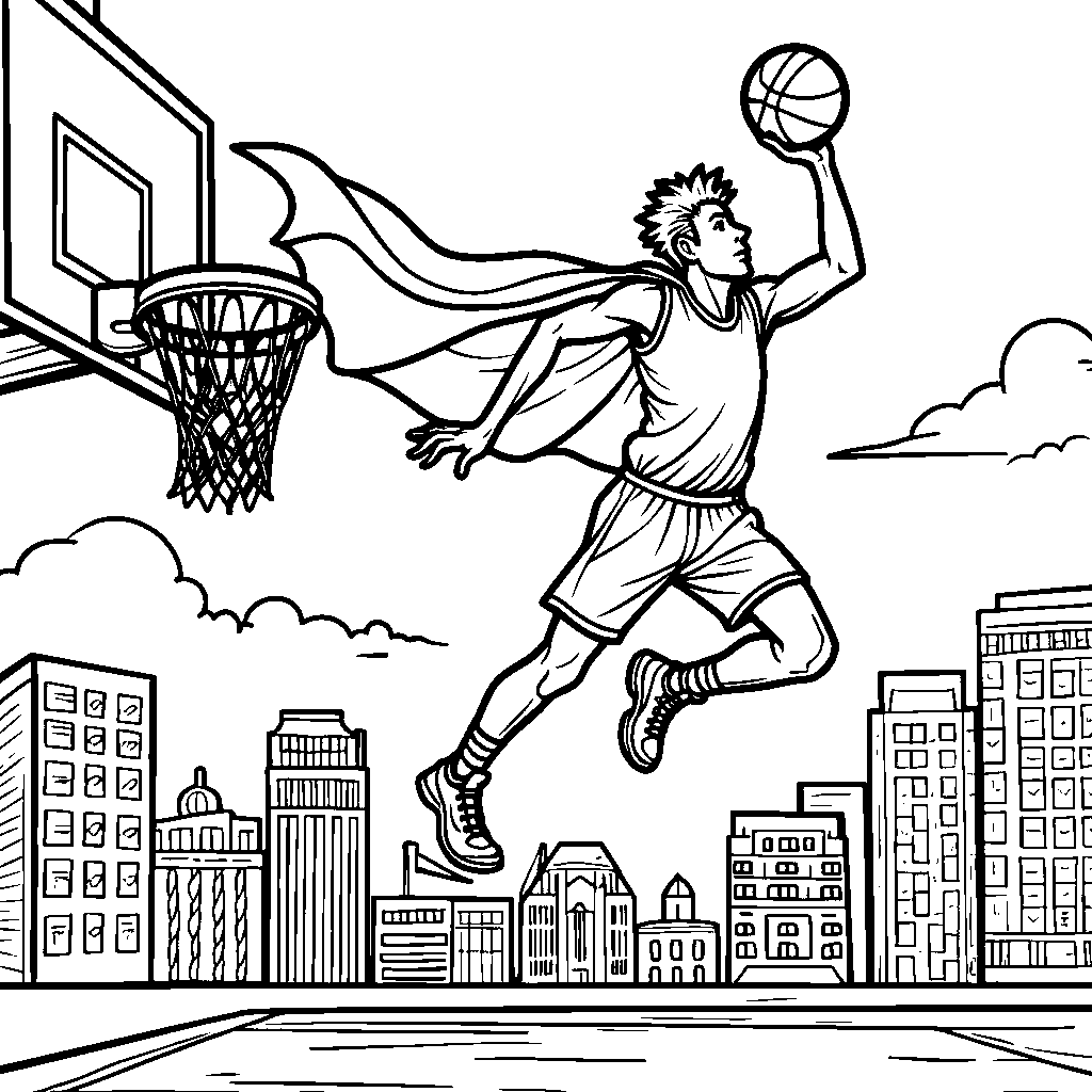 Basketball player wearing a superhero cape