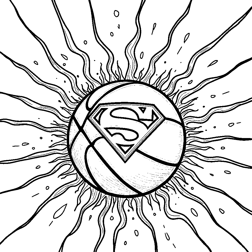 Basketball with a superhero emblem on it