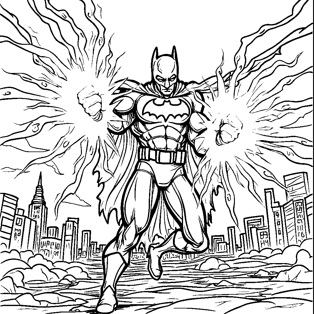 Batman's fists glowing with energy