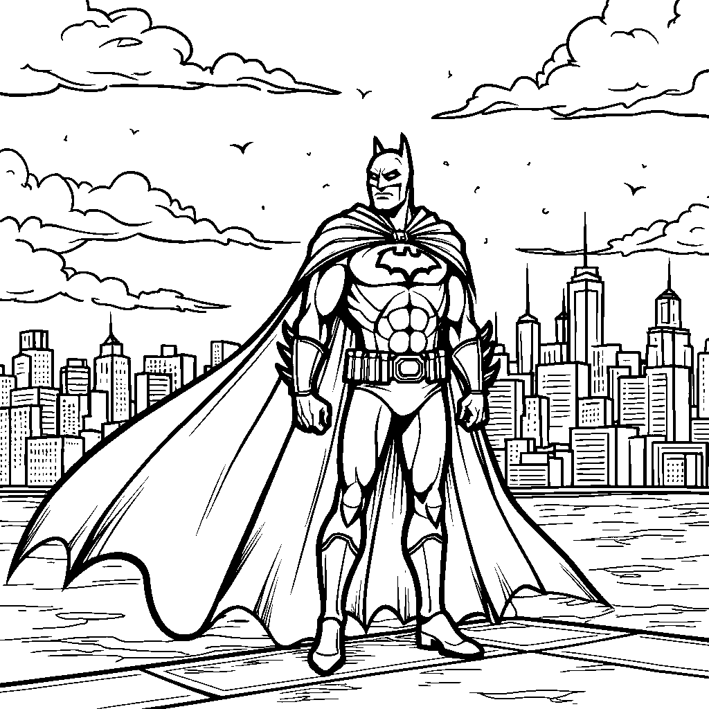 Batman's superhero cape flowing in the wind